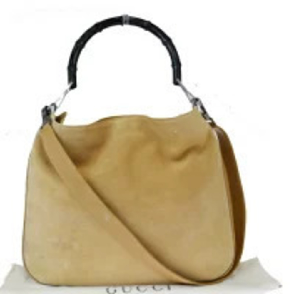 Gucci Bamboo shoulder bag brown suede leather
